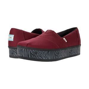 TOMS NWT Alpargata Boardwalk Maroon Canvas Zebra Platform Slip On Sneakers
